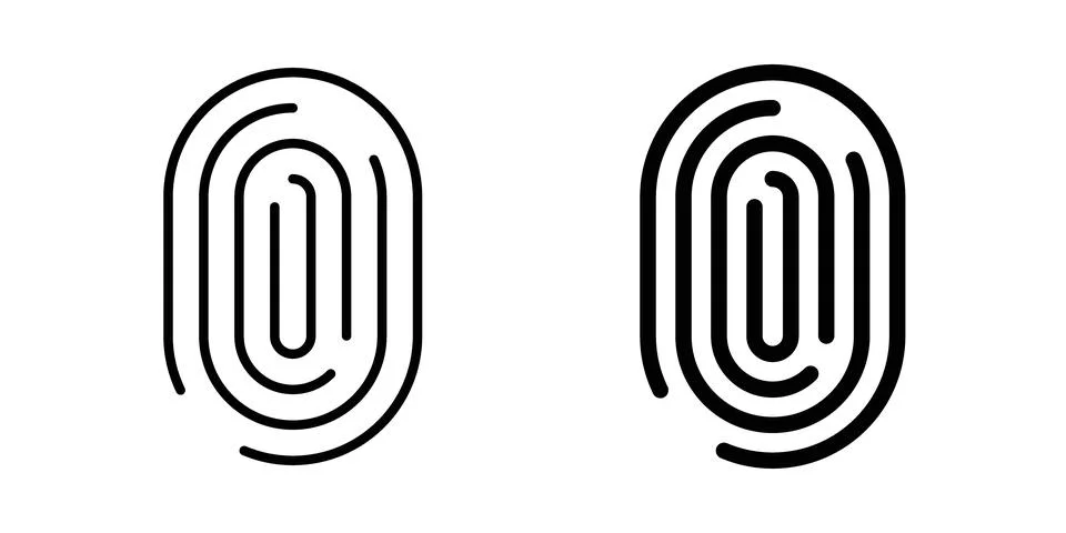 Fingerprint icon solid, line, and editable vector set. Stock Illustration
