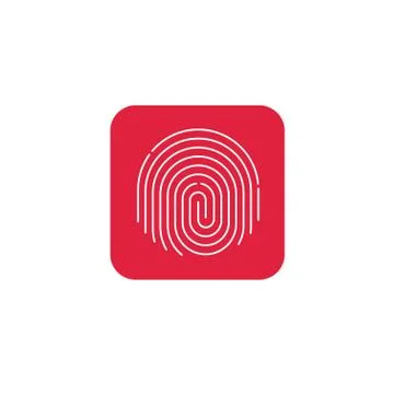 Fingerprint icon vector, round shaped finger print on red button Stock Illustration