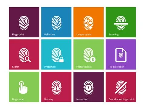 Fingerprint icons on color background 스톡 일러스트