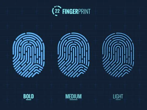 Fingerprint icons set Stock Illustration