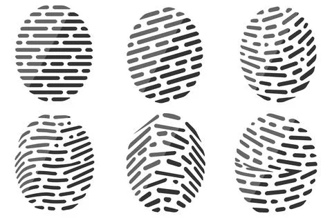 Fingerprint icons set. Set of different vector outline fingerprint isolated. Stock Illustration