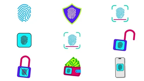 Fingerprint ID Icons Set for After Effects Stock After Effects