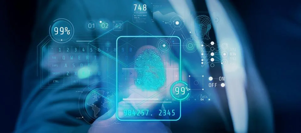 Fingerprint identification interface in augmented reality. Stock Illustration