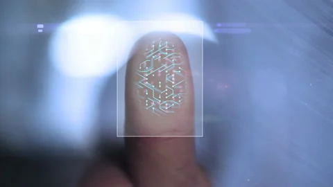 Fingerprint to identify personal. cyber security technology concept Stock Footage 153781773