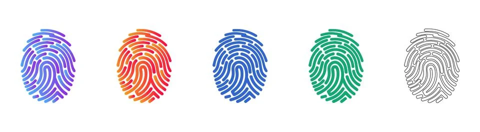 Fingerprint Identity Icon Set in Gradient and Outline Illustrazione stock