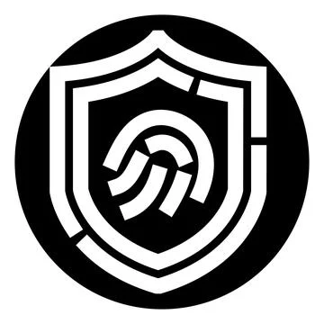 Fingerprint inside shield illustrating biometric security technology Stock Illustration