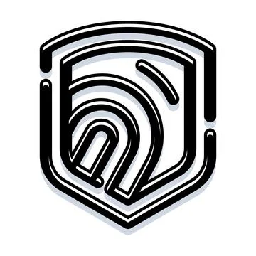 Fingerprint inside shield protecting digital biometric data Stock Illustration