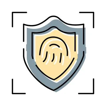 Fingerprint inside shield providing biometric data security Stock Illustration