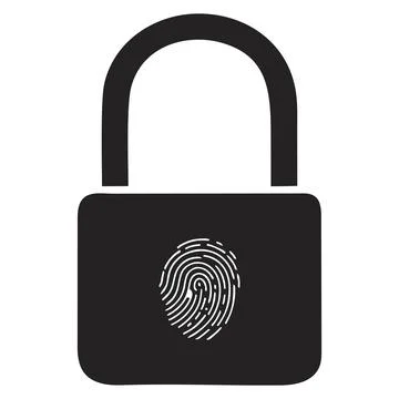 Fingerprint lock padlock icon with security symbol Stock Illustration