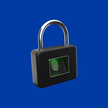 Fingerprint lock security system 3d icon illustration, isolated Stock Illustration