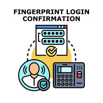 Fingerprint login confirmation process for secure authentication Stock Illustration