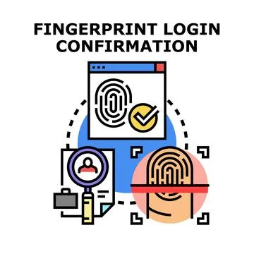 Fingerprint login confirmation verifying user identity and access Stock Illustration