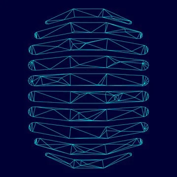 Fingerprint low poly triangulation triangulated polygonal electric cyan blue  Stock Illustration