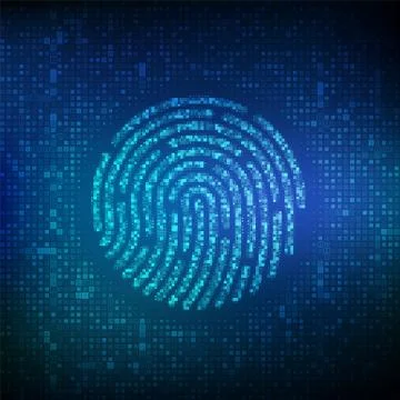 Fingerprint made with binary code. Biometrics identification and approval. Pa 스톡 일러스트