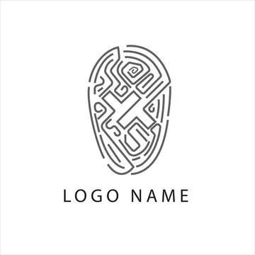 Fingerprint, maze-shaped patterns. logo for play store Stock Illustration
