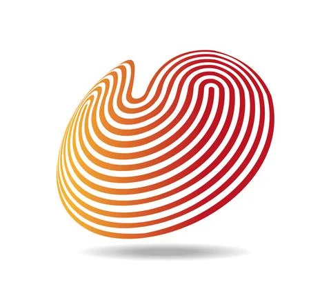 Fingerprint multiple parallel lines wound around a transparent ball Illustrazione stock