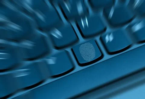Fingerprint on Notebook Keyboard Stock Photos