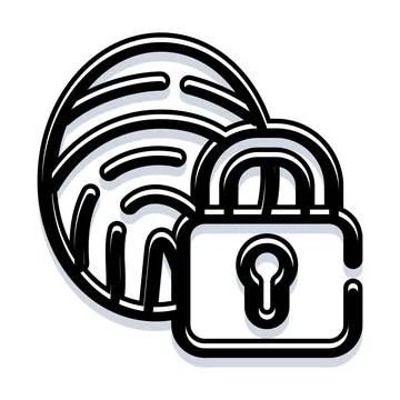 Fingerprint with padlock securing biometric data access 스톡 일러스트