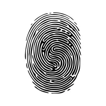 Fingerprint pattern, clear lines and swirls. Human thumbprint. Icon, pictogram Stock Illustration