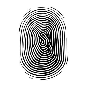 Fingerprint pattern, clear lines and swirls. Human thumbprint. Icon, pictogram Stock Illustration