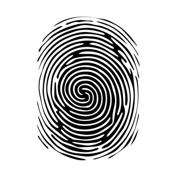 Fingerprint pattern, clear lines and swirls. Human thumbprint. Icon, pictogram Stock Illustration
