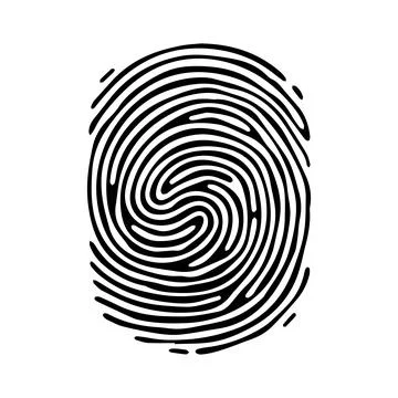 Fingerprint pattern, clear lines and swirls. Human thumbprint. Icon, pictogram Stock Illustration