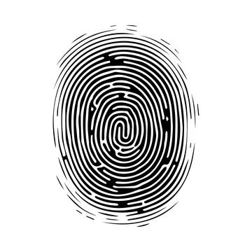 Fingerprint pattern, clear lines and swirls. Human thumbprint. Icon, pictogram Stock Illustration