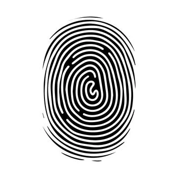 Fingerprint pattern, clear lines and swirls. Human thumbprint. Icon, pictogram Stock Illustration