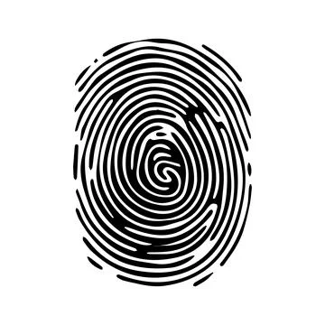 Fingerprint pattern, clear lines and swirls. Human thumbprint. Icon, pictogram Stock Illustration