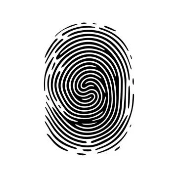 Fingerprint pattern, clear lines and swirls. Human thumbprint. Icon, pictogram Stock Illustration