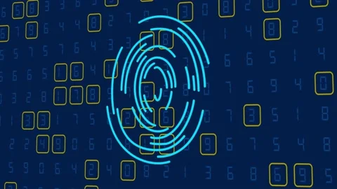 Fingerprint, printed circuit, releasing binary codes, microchip concept and data Stock Footage 170117101