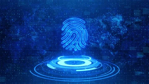 Fingerprint, printed circuit, releasing binary codes, microchip concept. Stock Footage 175080148