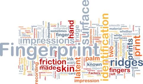 Fingerprint privacy background concept wordcloud Stock Illustration