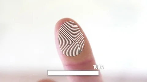 Fingerprint recognition biometric scan Stock Footage 82342047