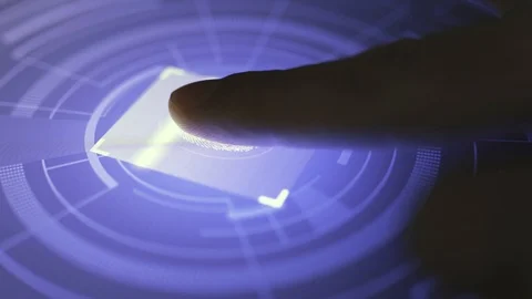 Fingerprint recognition technology for digital biometric cyber security Stock Footage 104587654