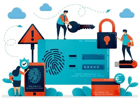 Fingerprint recognition technology for user id security. Finger touch scanner Stock Illustration