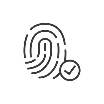 Fingerprint recognized, icon in line design. Fingerprint, recognized Stock Illustration