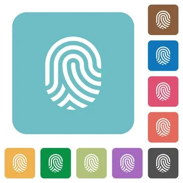 Fingerprint rounded square flat icons Stock Illustration