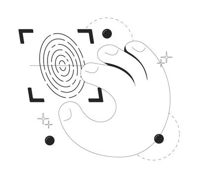 Fingerprint scan access clean onboarding illustration Stock Illustration