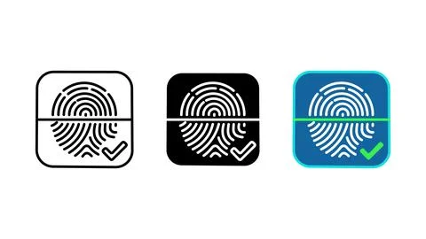 Fingerprint scan authentication biometric icon set Stock Illustration