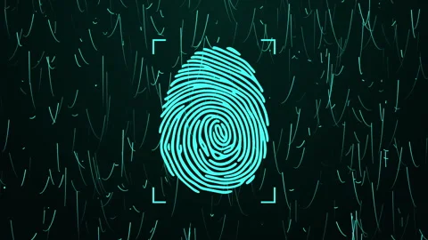 Fingerprint Scan, Cyber Security, Computer Hack, Network Security Stock Footage 349014757