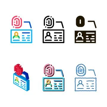 Fingerprint scan diversity icon vector outline Illustrazione stock