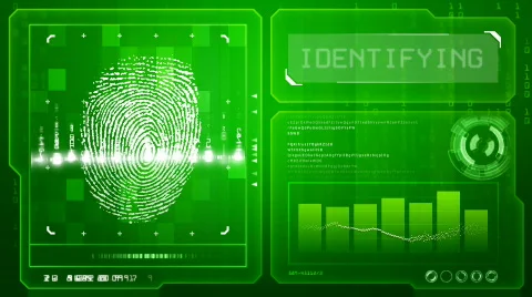 Fingerprint scan (green) Stock Footage