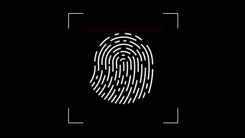 Fingerprint scan icon animation on black... | Stock Video | Pond5