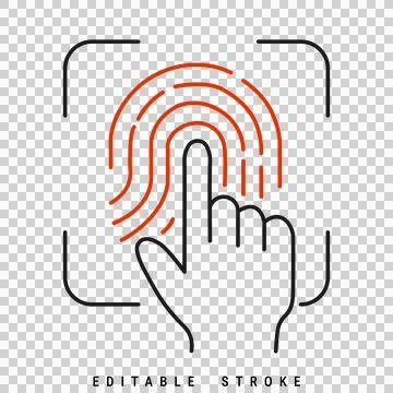 Fingerprint scan icon for biometric security and digital identity verification Stock Illustration