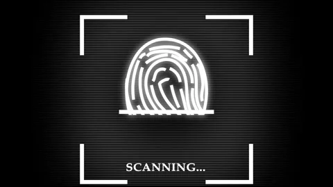 Fingerprint Scan Icon with Scanning Lines and Text SCAN Keywords: fingerpri.. Stock Footage 340998188