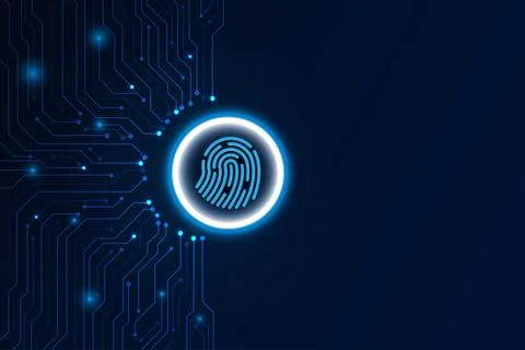 Fingerprint scan internet data storage database and data server Stock Illustration