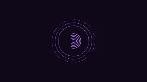 Fingerprint scan line icon with rotating security rings, violet neon style Vídeos de archivo 342595391