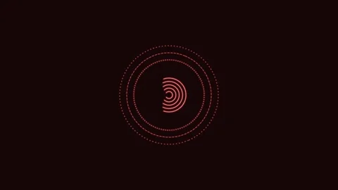 Fingerprint scan line icon with rotating security rings, red neon style Stock-Footage 342595402