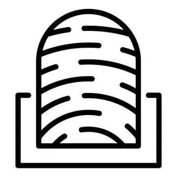 Fingerprint scan process icon, outline style Illustrazione stock